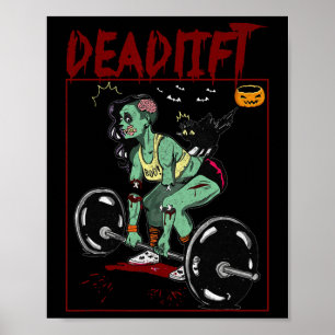 Affiche Deadlifter Skeleton Weightlifter Bodybuilder entra