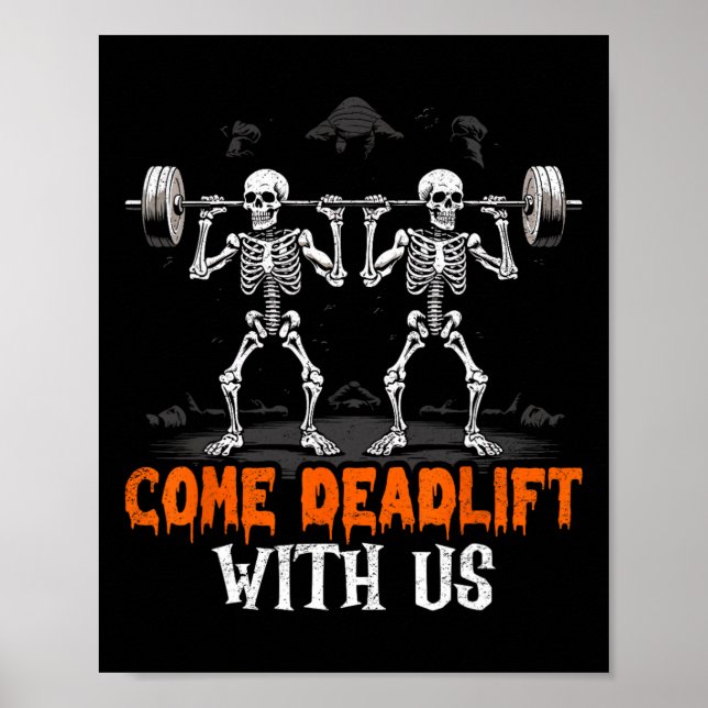 Affiche Deadlifter Skeleton Weightlifter Bodybuilder entra (Devant)