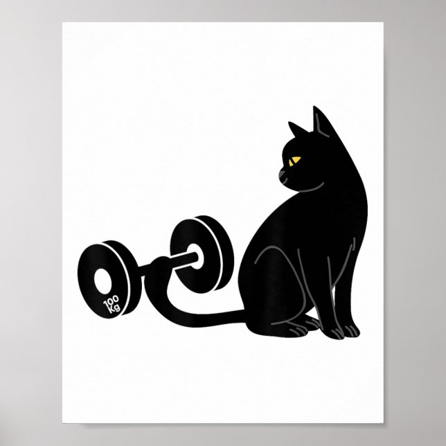 Affiche Deadlifting Cat Workout Gym Fitness Exercise Weigh (Devant)