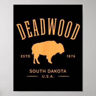 Affiche Deadwood south dakota usa souvenir design bison