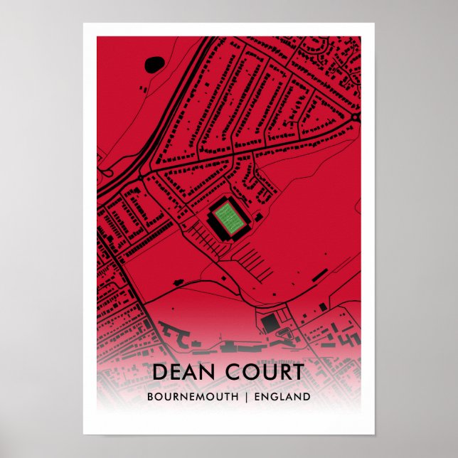 Affiche Dean Court Stadium Map - Accueil AFC Bournemouth (Devant)
