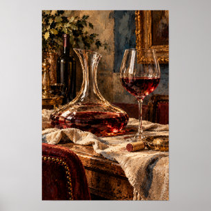 Affiche Déantateur de vin rouge et verre – Vin rustique él