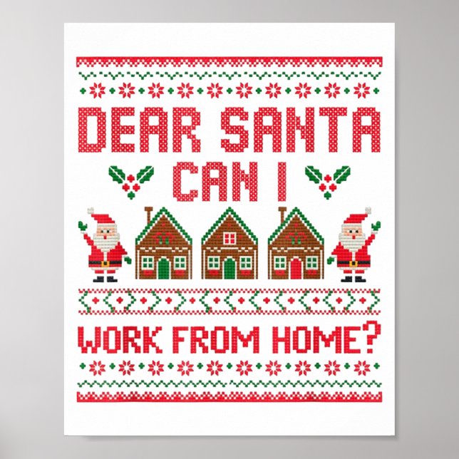 Affiche Dear Santa Can I Work From Home Funny Ugly Christm (Devant)
