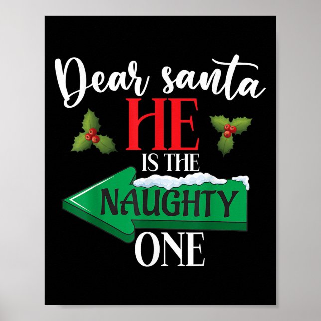 Affiche Dear Santa He Is The Naughty One Couple Christmas  (Devant)
