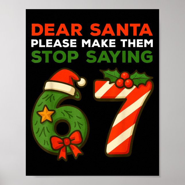 Affiche Dear Santa Please Make Them Stop Saying 67 Funny C (Devant)