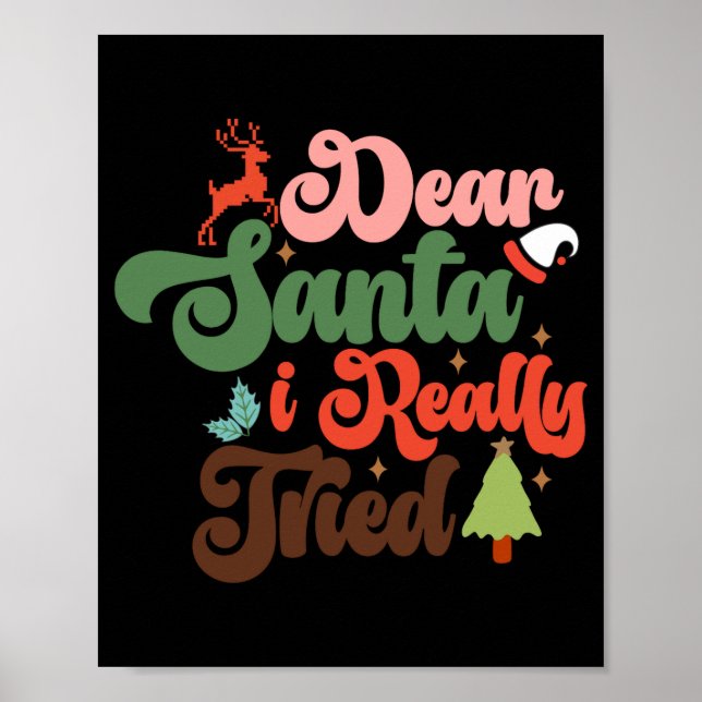 Affiche Dear Santa Retro Groovy Christmas Holidays T Shirt (Devant)