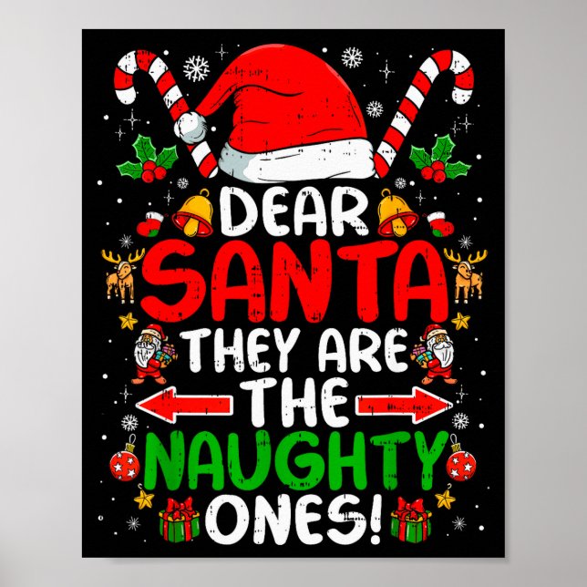 Affiche Dear Santa They Are The Naughty Ones Funny Christm (Devant)