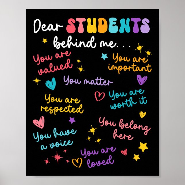 Affiche Dear Student Behind Me Back To School Teacher Appr (Devant)