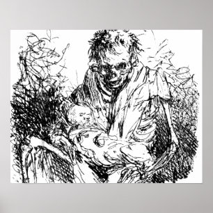 Affiche Death Skeleton liste d'écriture Macabre Horror Art