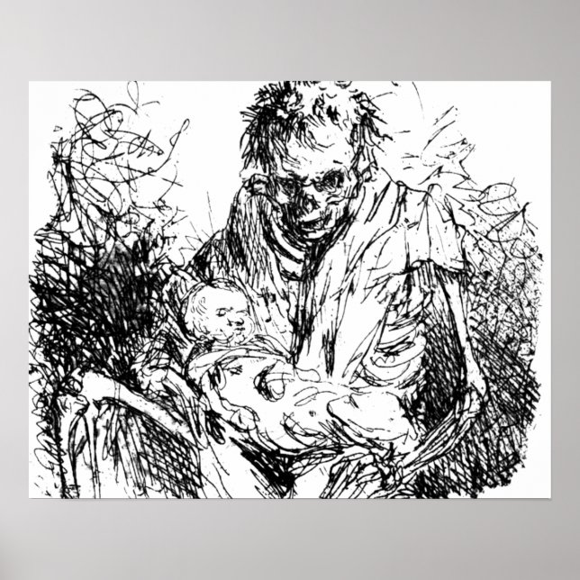 Affiche Death Skeleton liste d'écriture Macabre Horror Art (Devant)