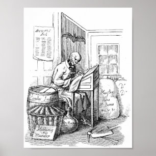 Affiche Death Skeleton liste d'écriture Macabre Horror Art