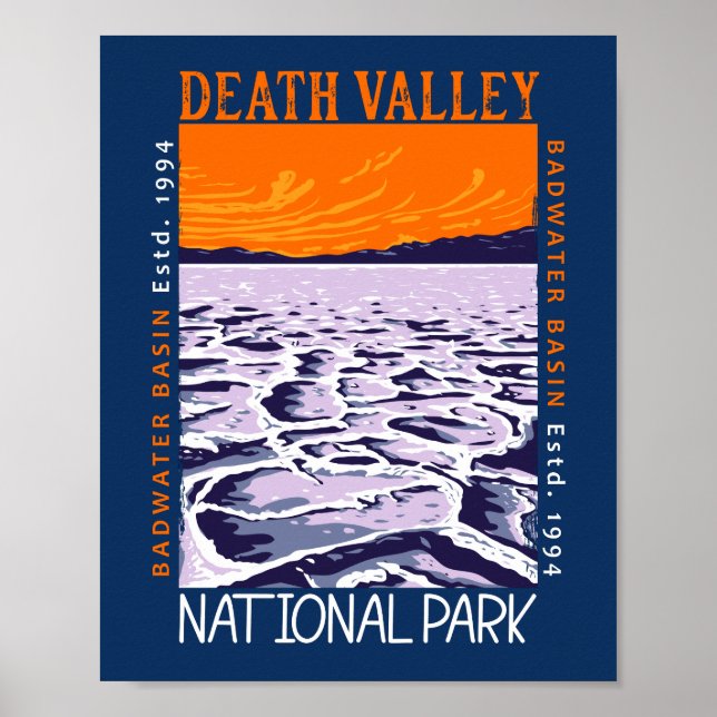 Affiche  Death Valley National Park Badwater Basin Vintage (Devant)