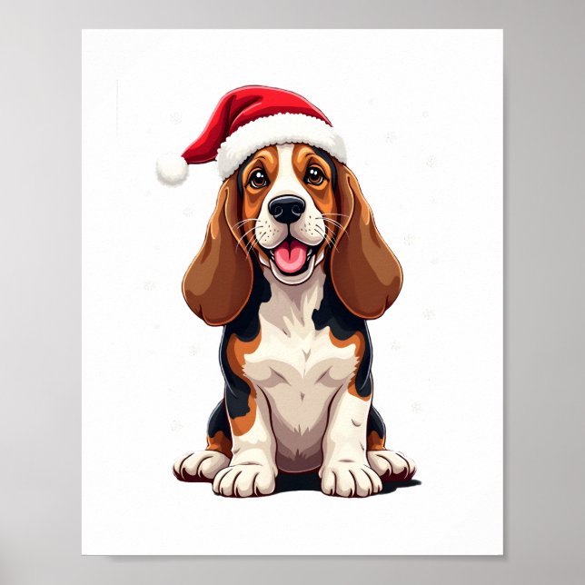 Affiche Débardeur de Noël Basset Hound (Devant)
