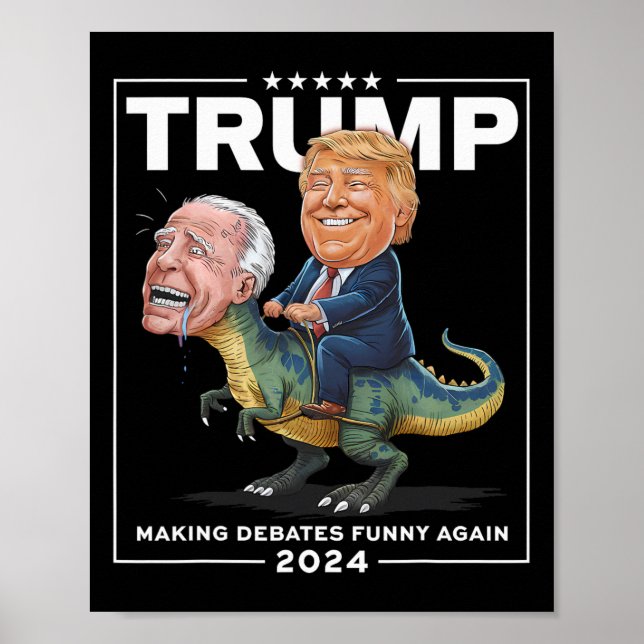 Affiche Débats 2024 Trump Riding Dinosaur F Joe Biden (Devant)