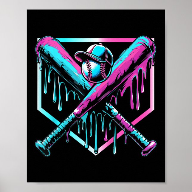 Affiche Débit De Baseball Pour Garçons Ice Cream Drip Jeun (Devant)