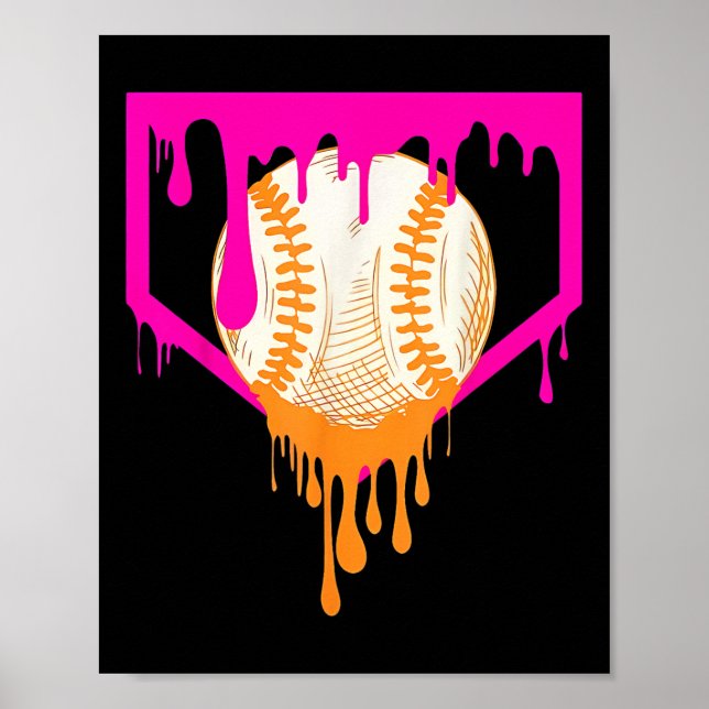 Affiche Débit De Baseball Pour Garçons Ice Cream Drip Jeun (Devant)