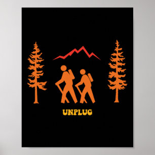 Affiche Débrancher Randonnée Camping Outdoor Nature Aventu