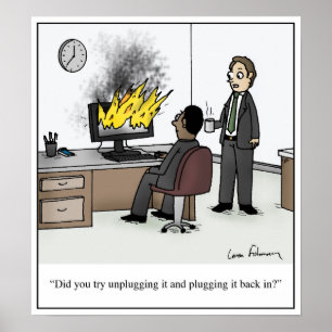 Affiche Débranchez et rebranchez-le dans le dessin animé