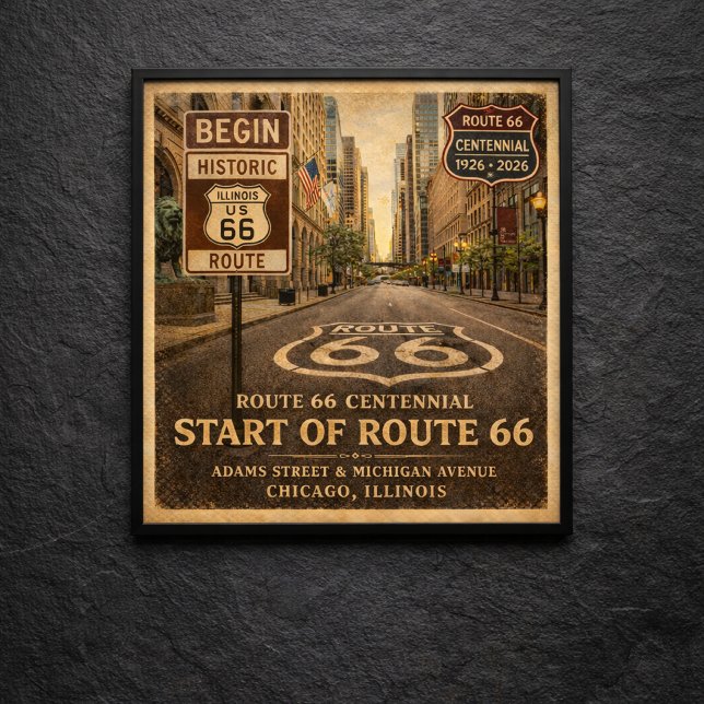 Affiche Début de la route 66 Chicago Illinois Centenaire (Créateur téléchargé)