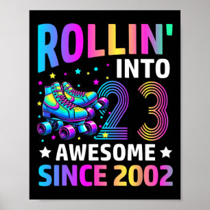 Affiche Débute 23 ans roule en patins Gif d'anniversaire 2