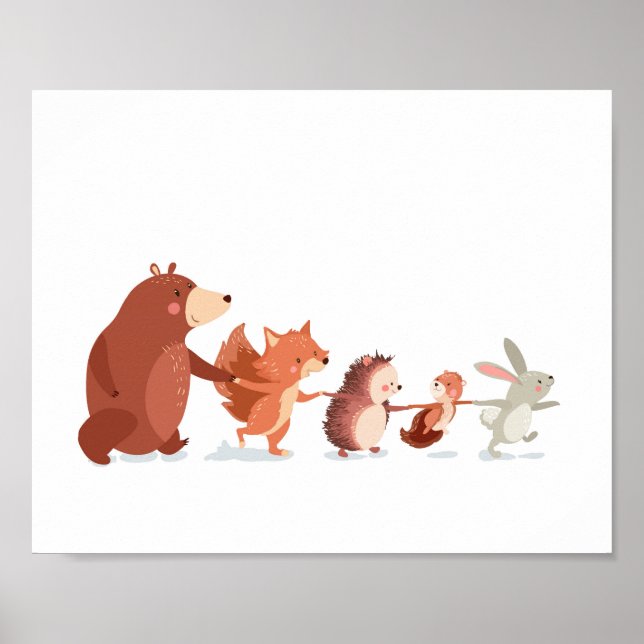 Affiche Décalcomanie murale d'animaux de pépinière boisée  (Devant)