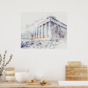 Affiche Décalcomanie pour mur Sites Antiques Parthénon Ath