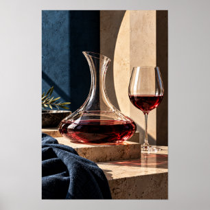 Affiche Décanter à vin rouge et verre - Vin moderne élégan