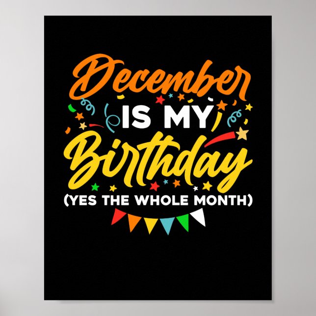 Affiche Décembre Est Mon Anniversaire Tout Le Mois Décembr (Devant)
