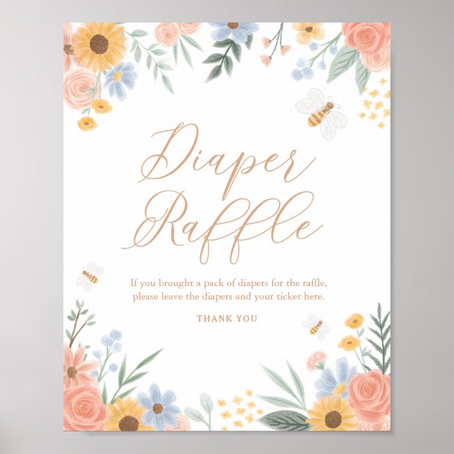 Affiche Déchet Raffle Signal doux comme peut Baby shower (Devant)