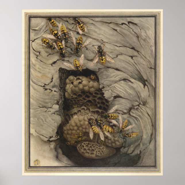 Affiche DÉCHETS COMMUNS - Illustration du livre d'insectes (Devant)