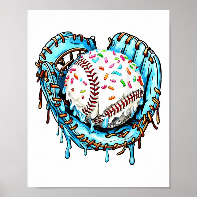 Affiche Déchets De Baseball Crème De Glace Saupoudrer Gant (Devant)
