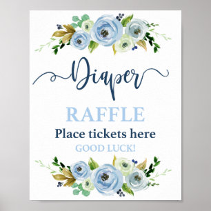 Affiche Déchets Raffle bleu signe floral