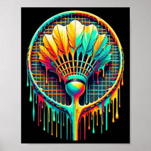 Affiche Déchirer Paint Badminton Player Shuttle Racket