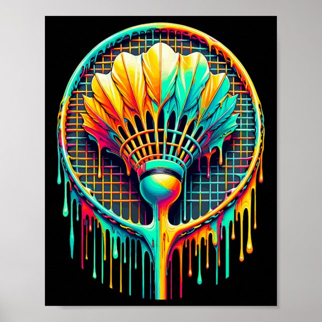 Affiche Déchirer Paint Badminton Player Shuttle Racket (Devant)