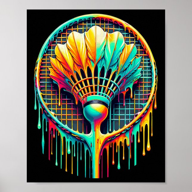 Affiche Déchirer Paint Badminton Player Shuttle Racket (Devant)