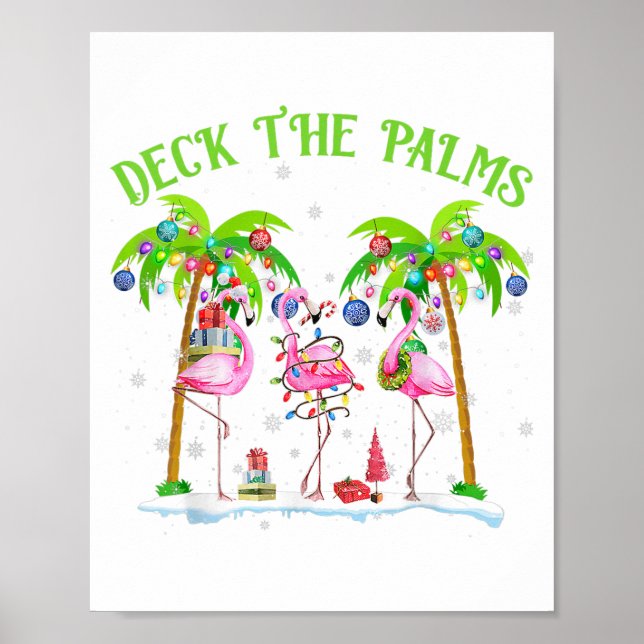 Affiche Deck The Palms Flamingo Tropical Christmas Lights  (Devant)