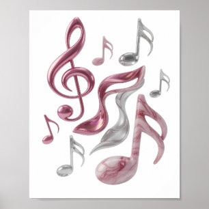 Affiche Déclaration Argent MUSIC DANS CHAQUE NOTE Texte 3D