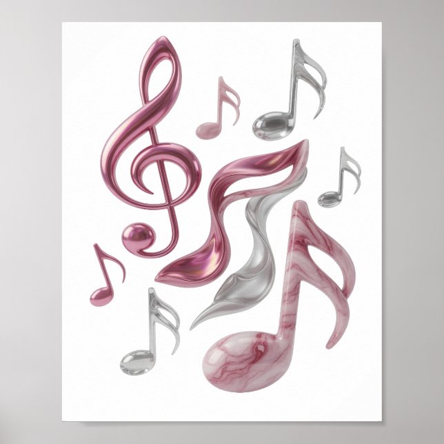 Affiche Déclaration Argent MUSIC DANS CHAQUE NOTE Texte 3D (Devant)
