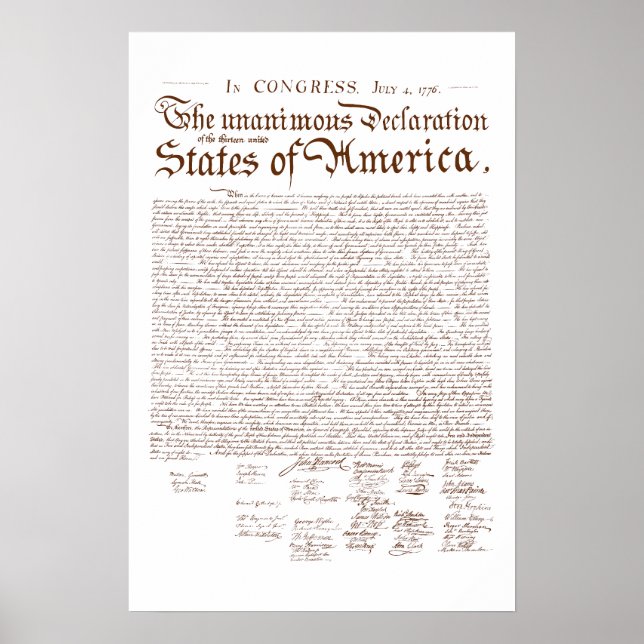 Affiche Déclaration d'indépendance des États-Unis (Devant)