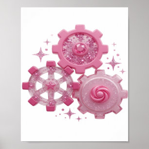 Affiche Déclaration GEARS AND STARS Design Argent