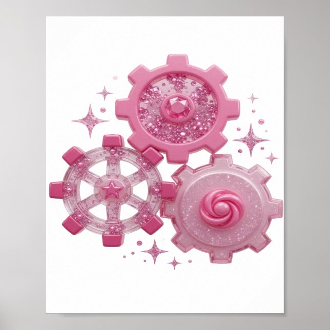 Affiche Déclaration GEARS AND STARS Design Argent (Devant)