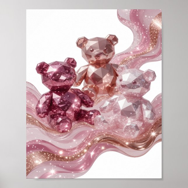Affiche Déclaration Ours en peluche trois diamants argent (Devant)