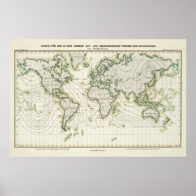 Affiche Déclination magnétique mondiale (Devant)