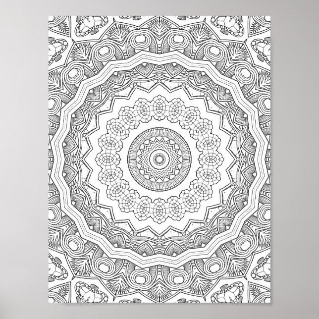 Affiche Deco Sunburst Rings Coloring Page Pattern Design (Devant)