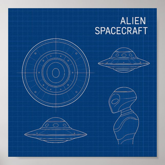 Affiche Décoder l'inconnu - Alien Spacship Blueprint Pos (Devant)