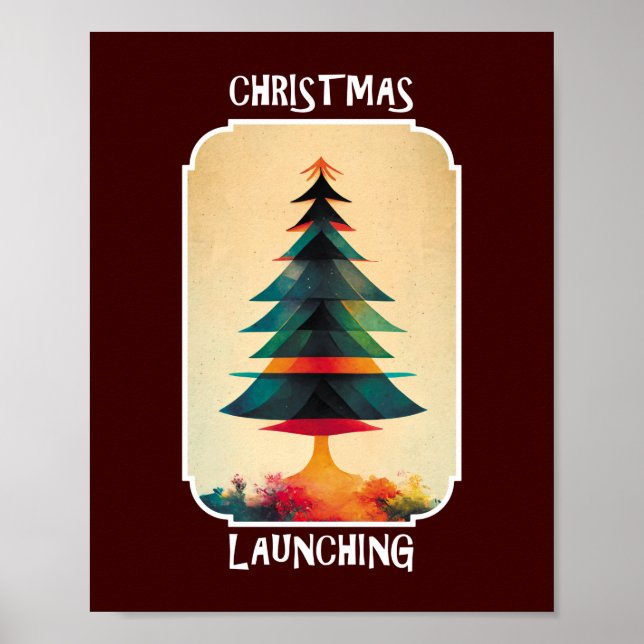 Affiche Décollage de l'arbre de Noël | Design artistique d (Devant)