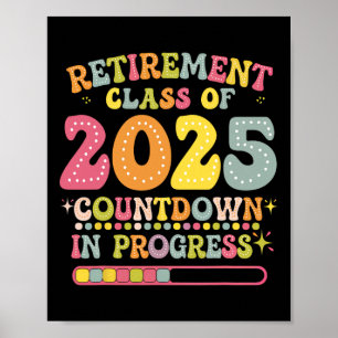 Affiche Décompte de retraite groovy de 2025 pour l'enseign