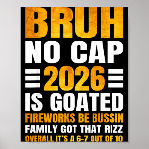 Affiche Décompte drôle de Nouvel An 2026 Bruh No Cap Bussi