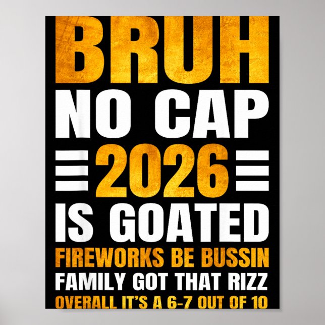 Affiche Décompte drôle de Nouvel An 2026 Bruh No Cap Bussi (Devant)