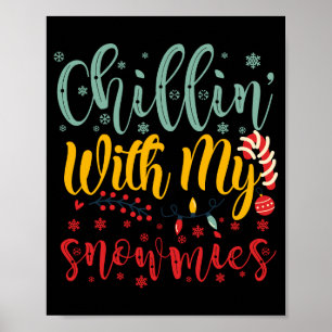 Affiche Décontracté Avec Mes Snowmies T Shirt De Noël Mign
